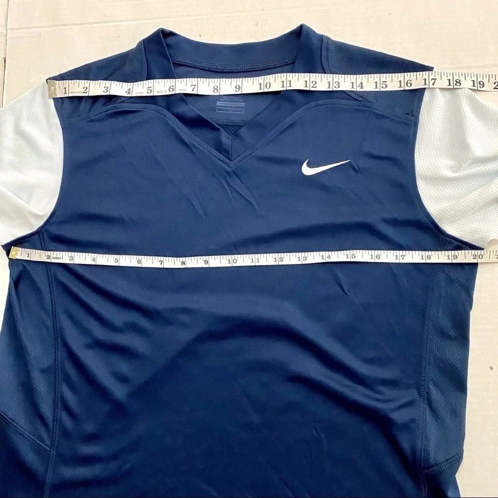 Blue White Nike Dri-Fit Team Athletic Jersey Shirt Large V-Neck Sport Jersey